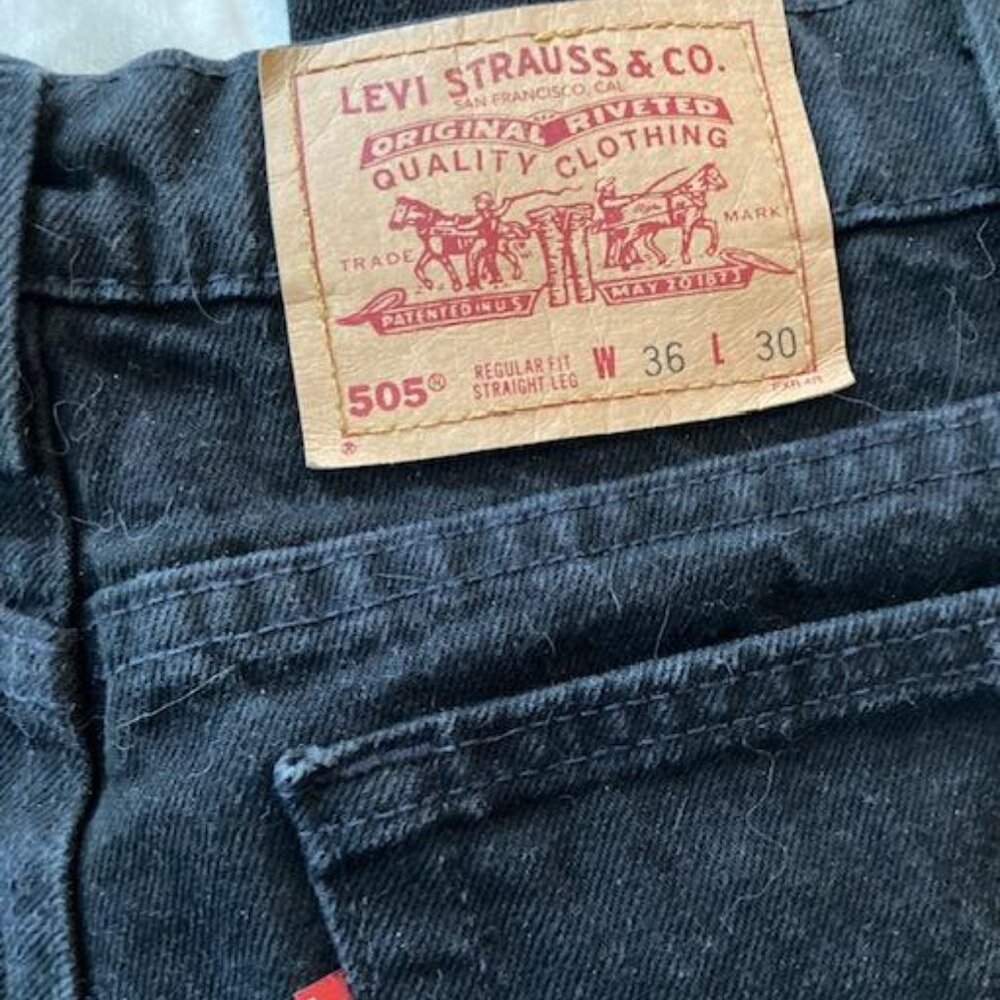 VTG Levi Strauss 505 Black Jeans Men's 36x30 Regular Fit Straight Leg